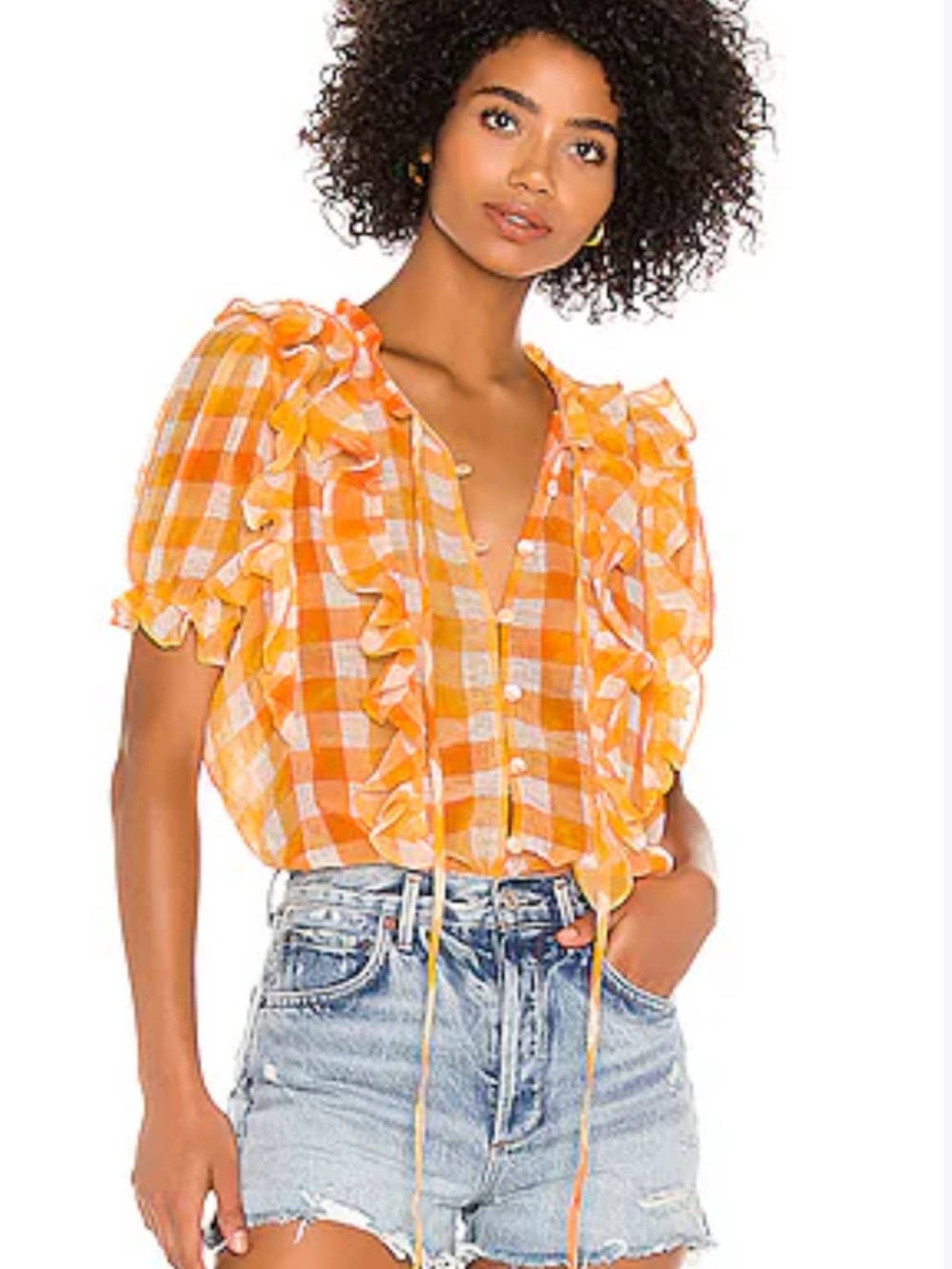 For Love And Lemons Mimosa Ruffle Blouse